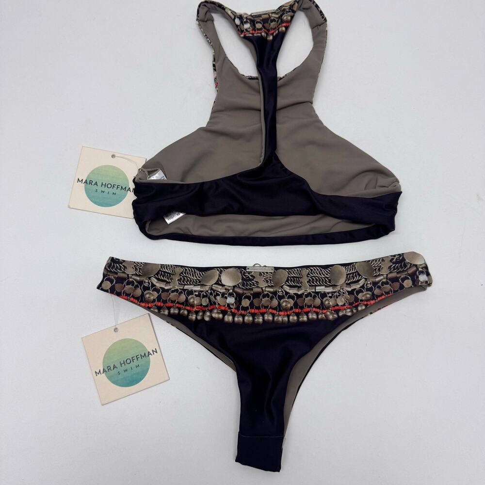 NWT Mara Hoffman Swim Necklace RacerBack Top & Cheeky Bottom Bikini Set XS - Picture 3 of 5